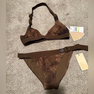 NWT Michael Kors D-Ring bikini set, size 4, olive